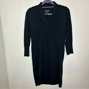 Spense Black Wool Blend 3/4 Sleeve Sweater Dress Size Small